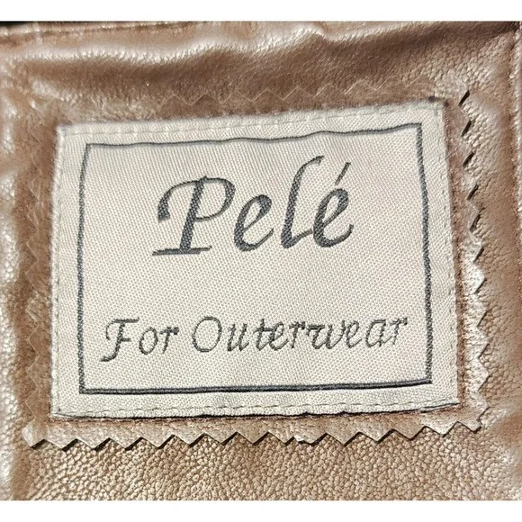 Pele For Outerwear Brown Faux Shearling Leather Long Coat Womens Size Large - Picture 4 of 10